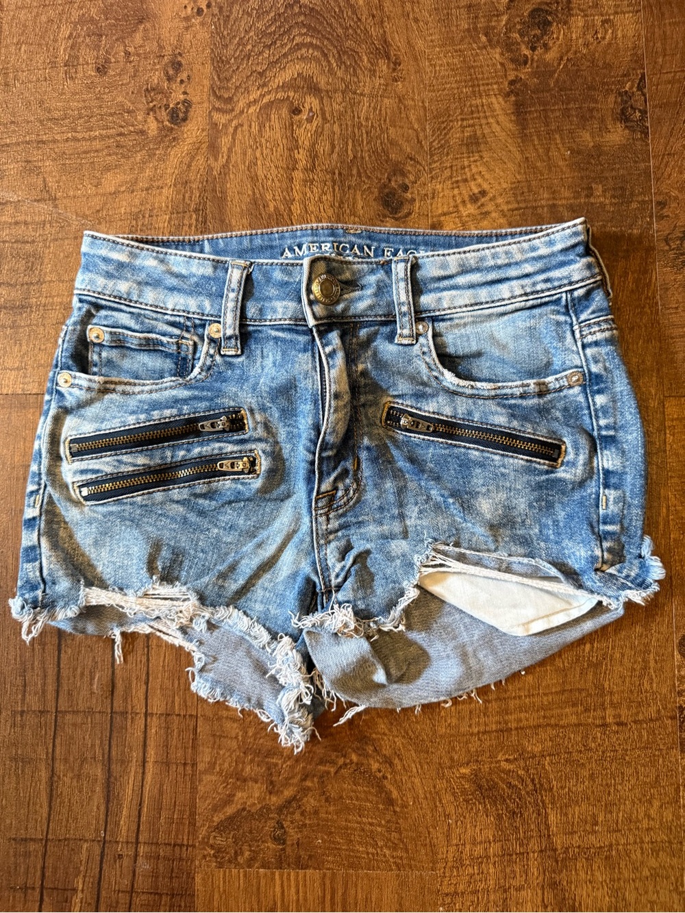 American Eagle Outfitters Light Blue Distressed Denim Shorts